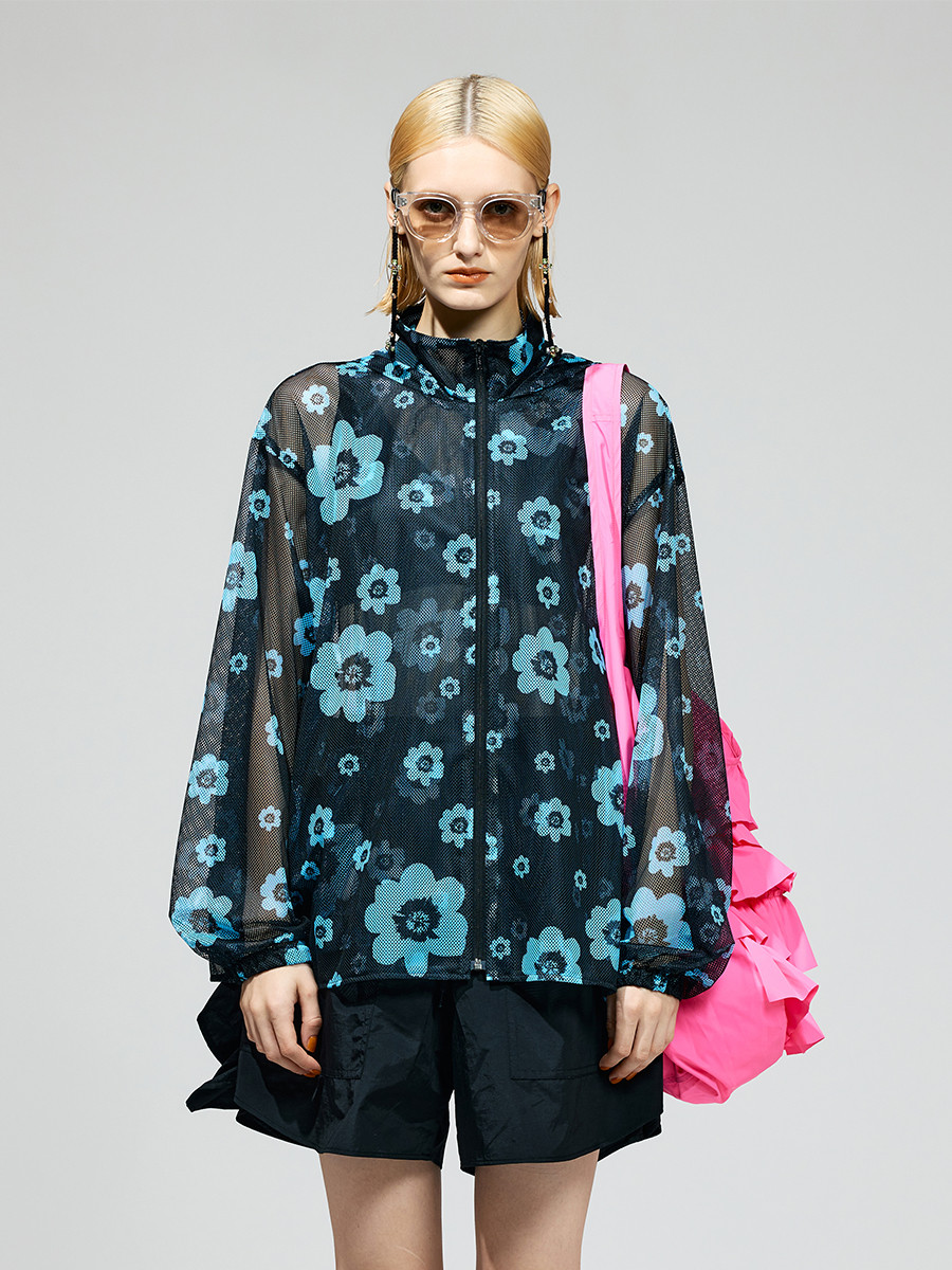 PRINT MESH ZIPUP PARKA