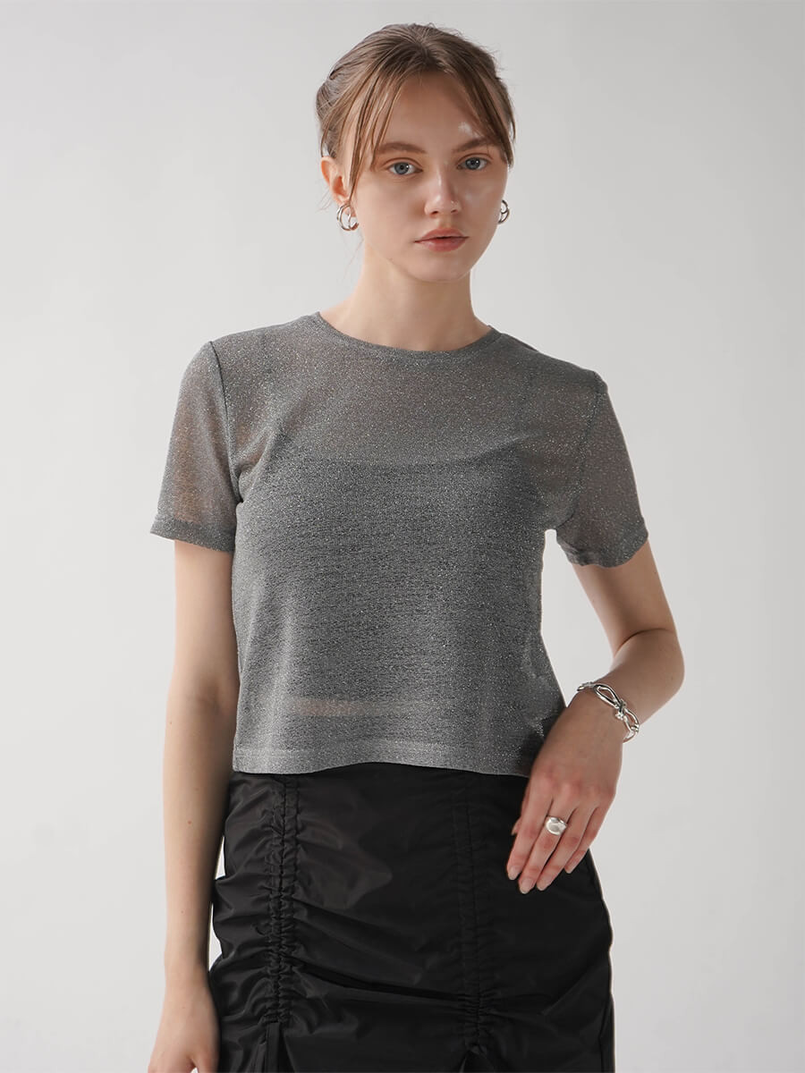 SHEER GLITTER SHORT TOPS