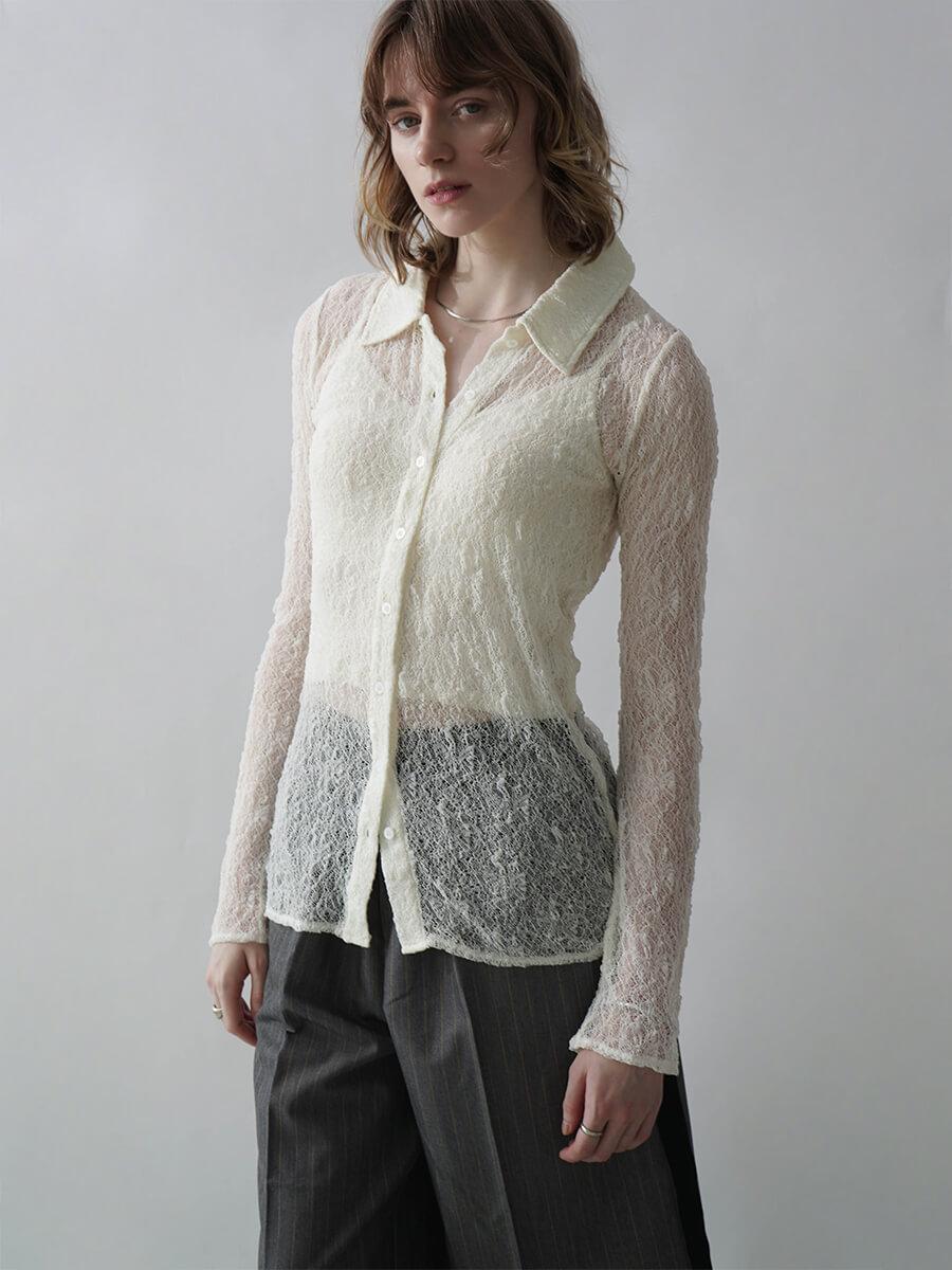 STRETCH LACE SHEER SHIRT YAMADAYA STORE STRETCH LACE SHEER SHIRT YAMADAYA STORE