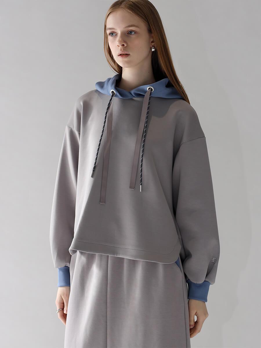 BI-COLOR BONDING HOODIE(GRAY,BLACK)