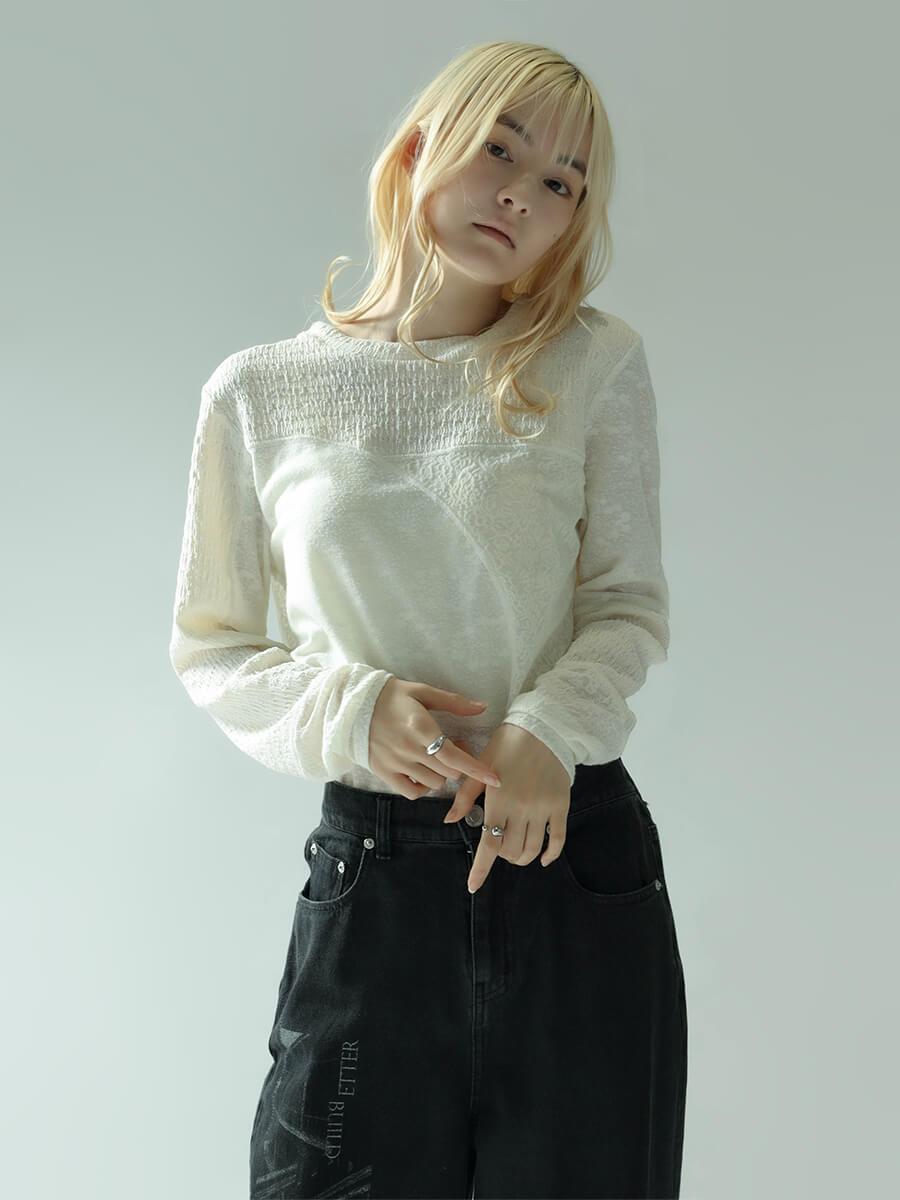 PATCHWORK DESIGN SHEER TOPS