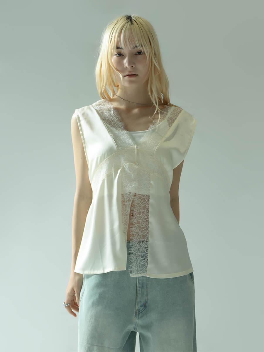 LACE SATIN VEST