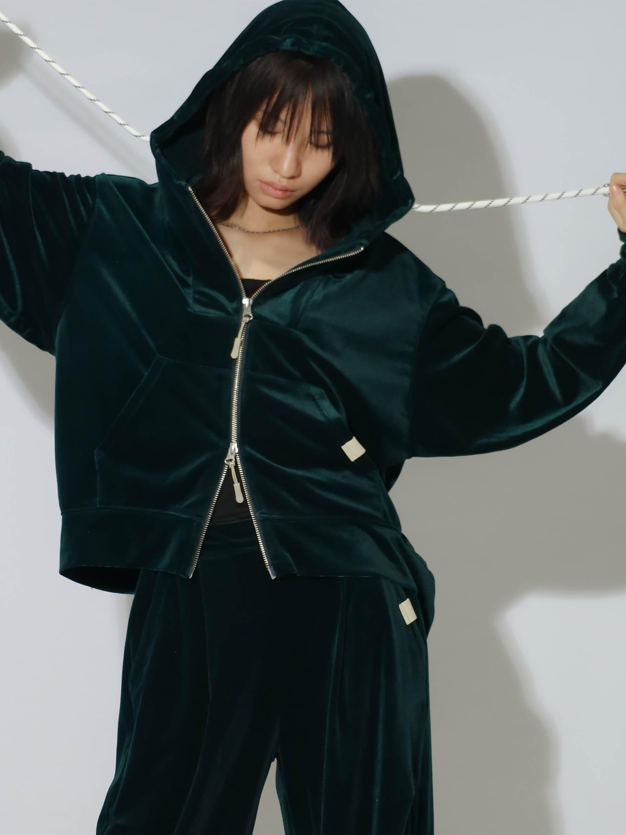 VELOUR ZIP-UP HOODIE