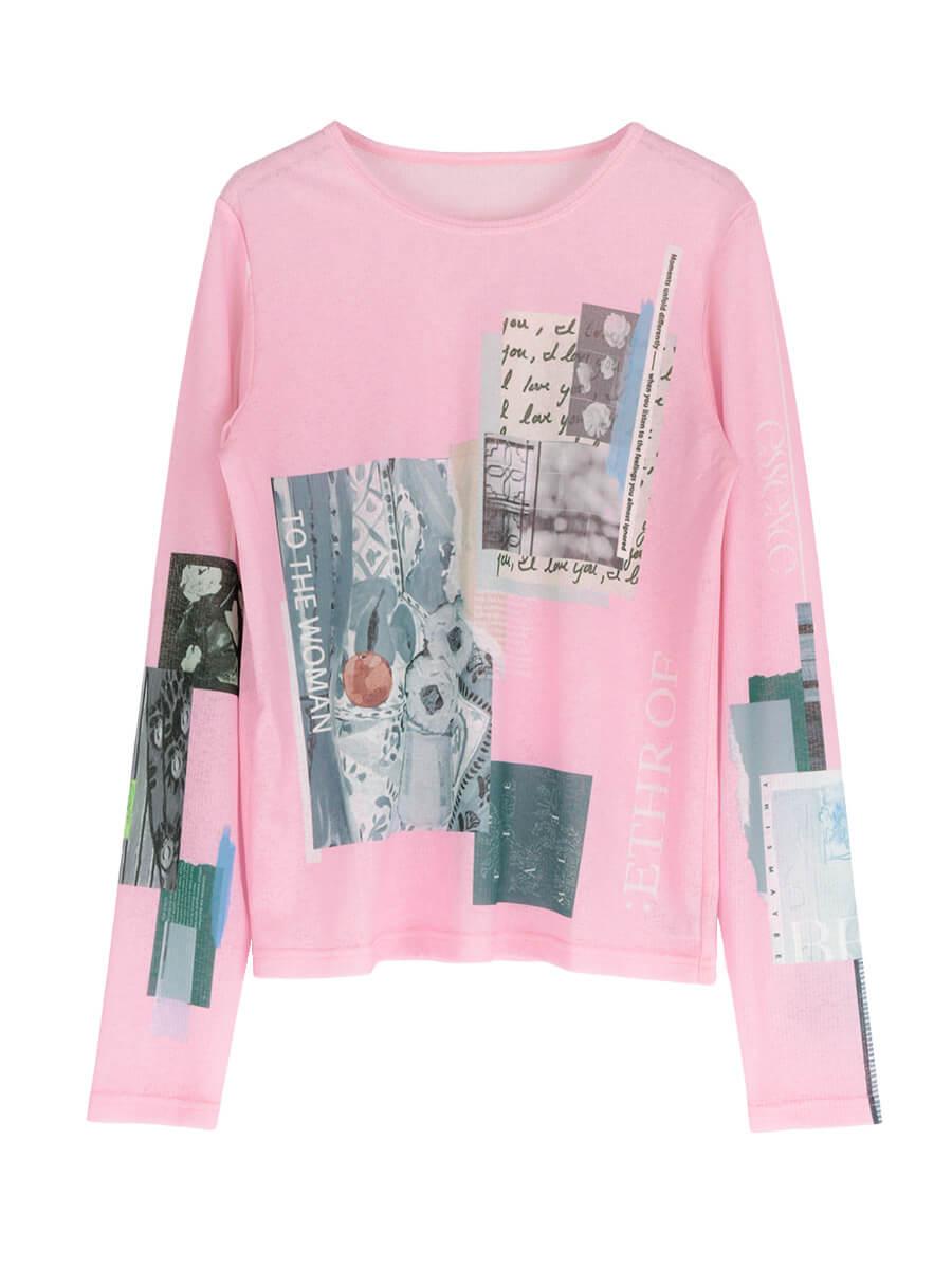 GRAPHIC PRINT SHEER TOPS