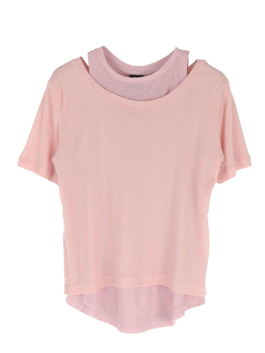 COMBINATION FABRIC  LAYERED TOP