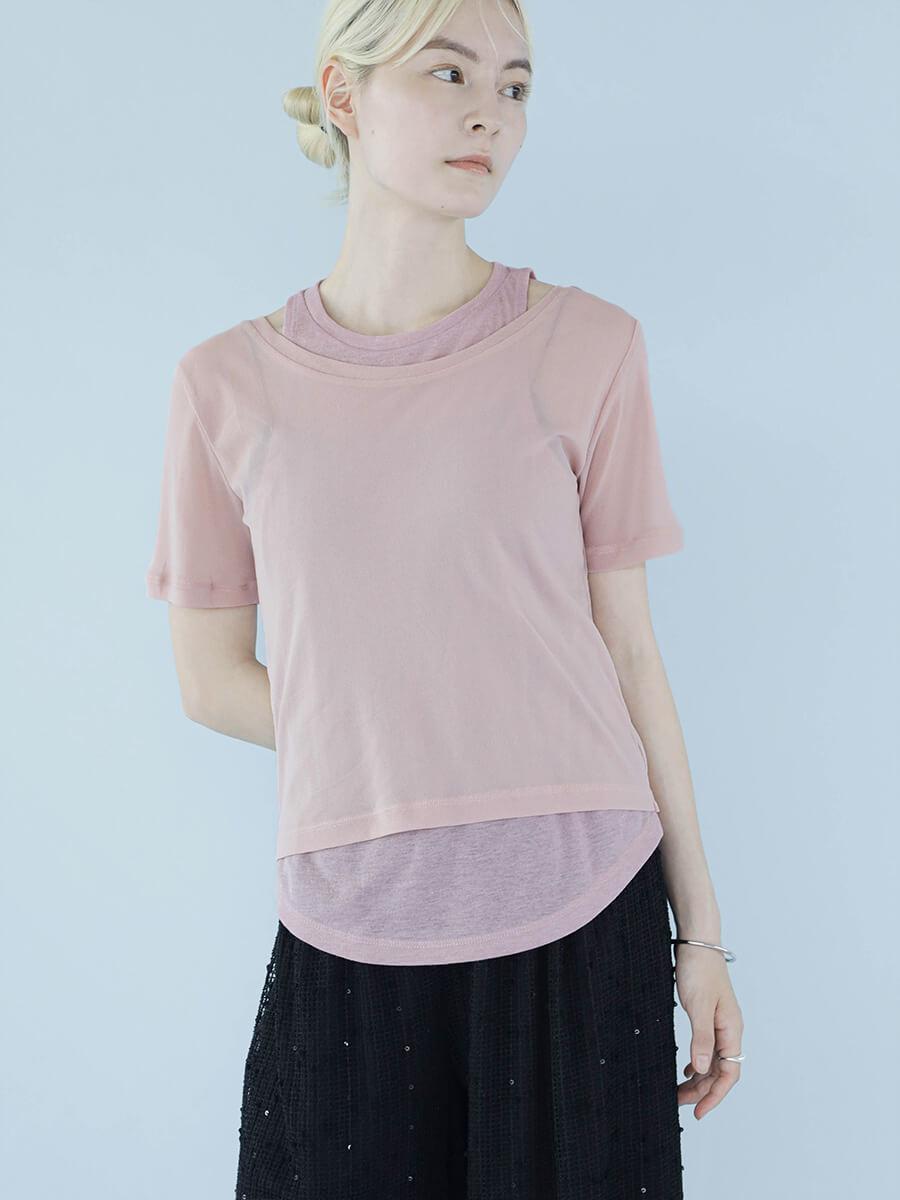 COMBINATION FABRIC  LAYERED TOP