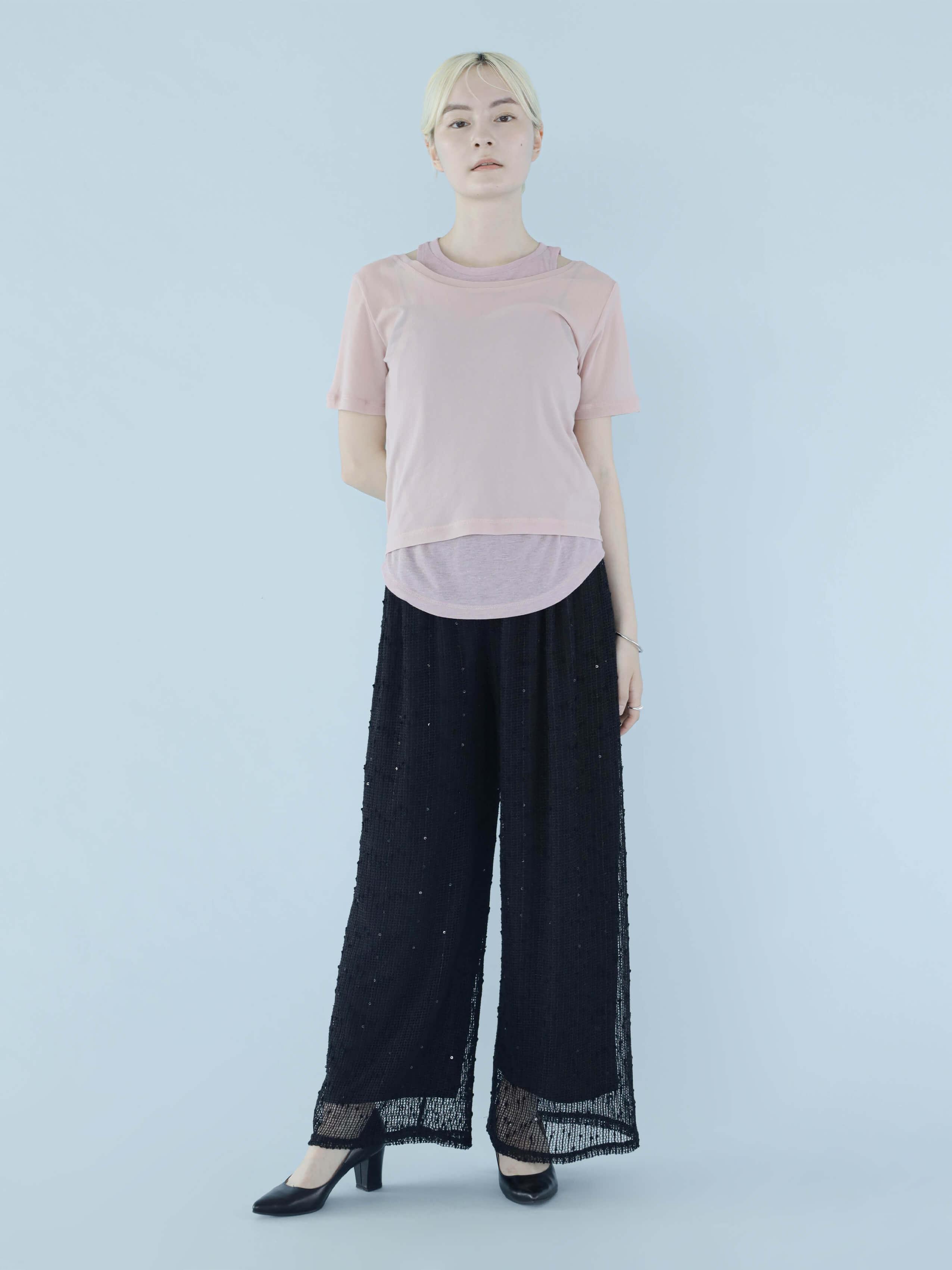 COMBINATION FABRIC  LAYERED TOP