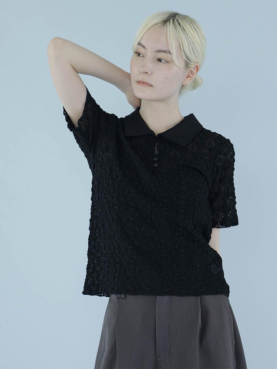 LACE SHEER POLO TOPS