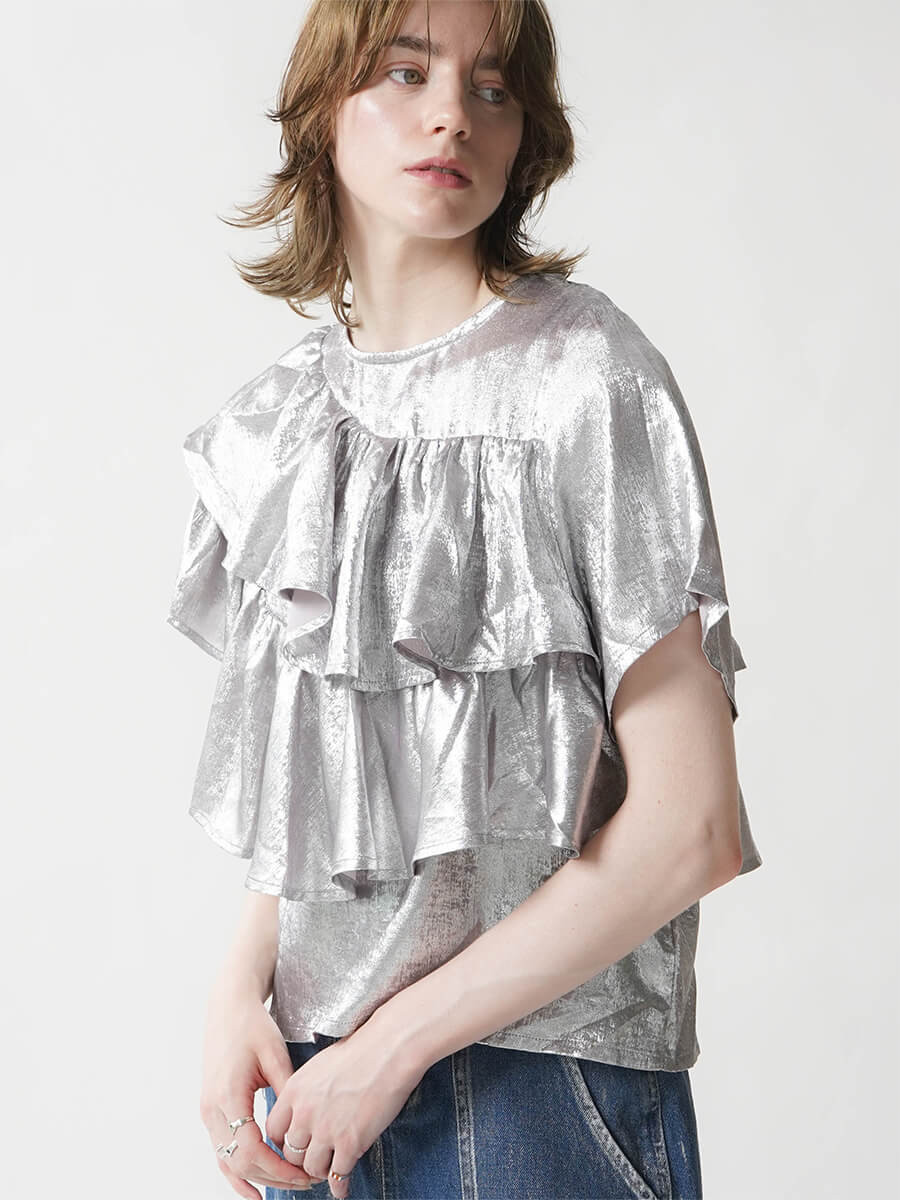 METALLIC FRILL BLOUSE YAMADAYA STORE METALLIC FRILL BLOUSE YAMADAYA STORE
