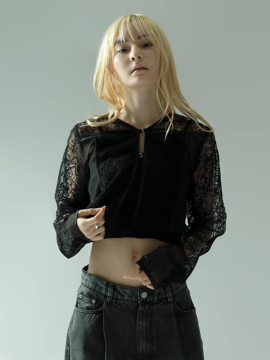 FLOWER LACE COMBINATION SHEER BOLERO