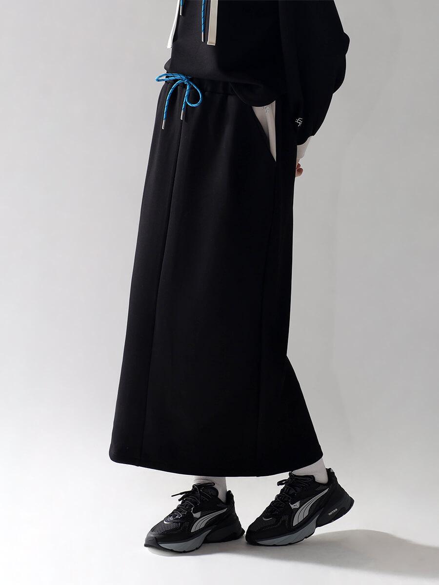 BI-COLOR BONDING SKIRT(GRAY,BLACK)