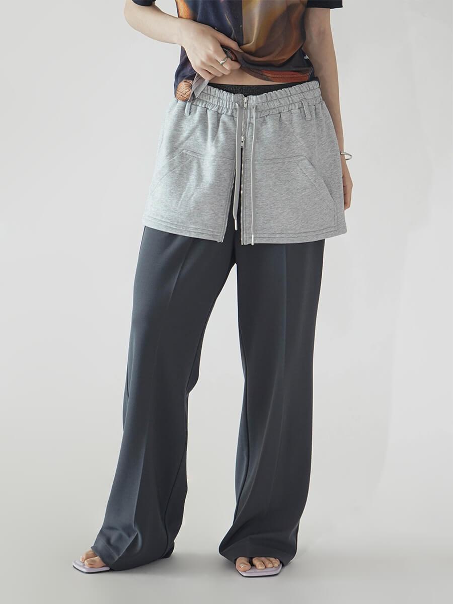 DOUBLE-ZIP SWEAT MINI SKIRT