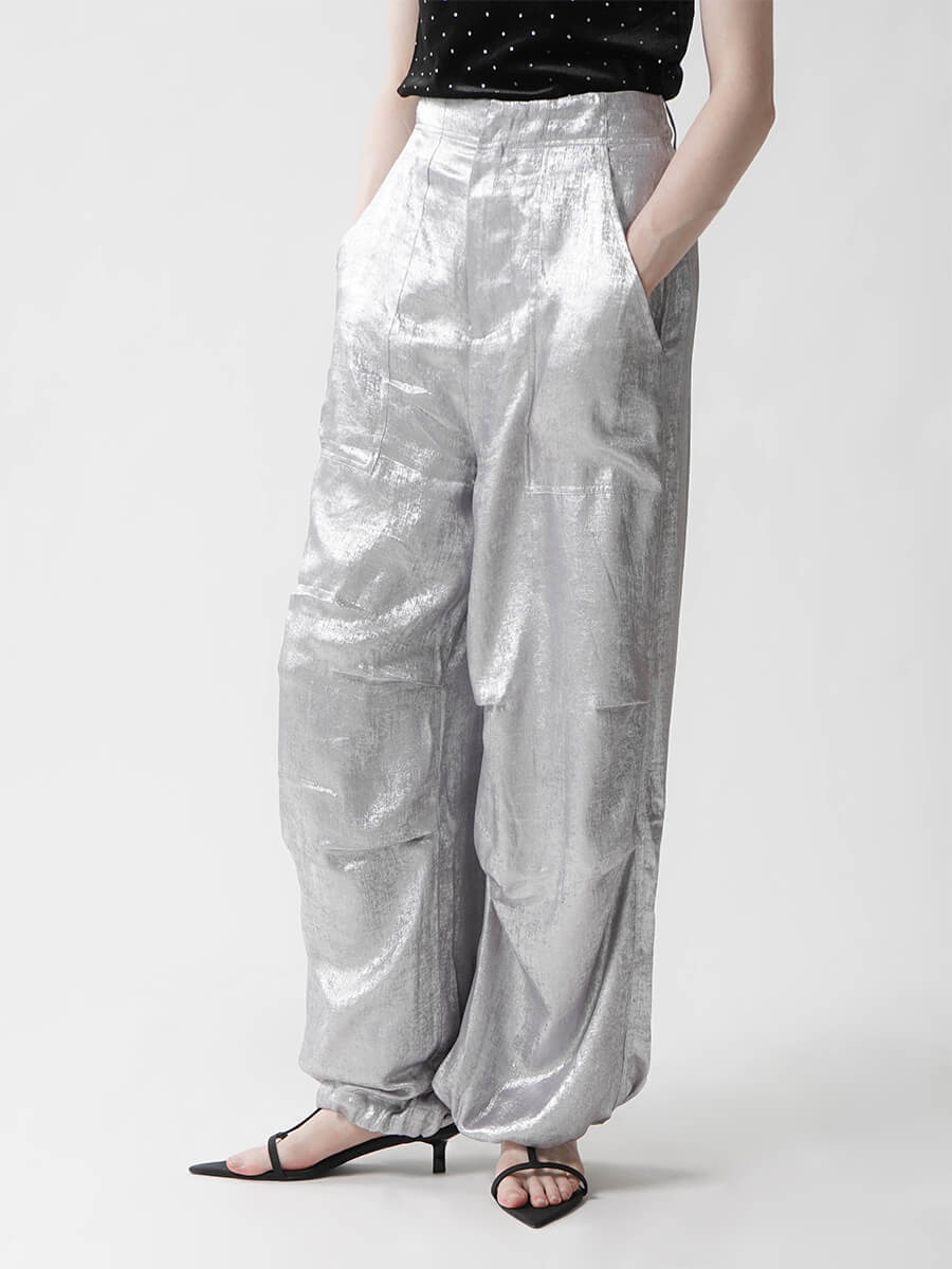 METALLIC KNEE TUCK PANTS YAMADAYA STORE METALLIC KNEE TUCK PANTS YAMADAYA STORE