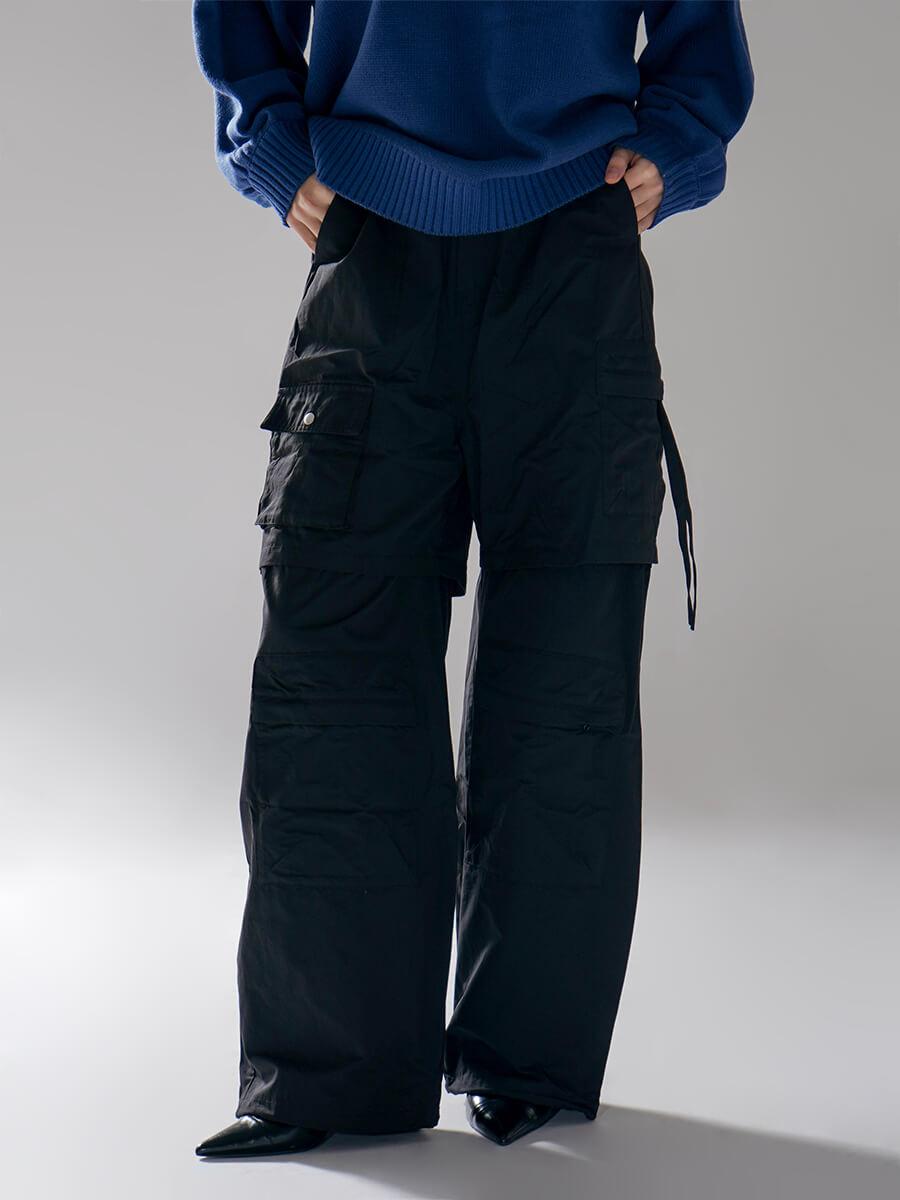 FAKE LAYERED CARGO WIDE PANTS