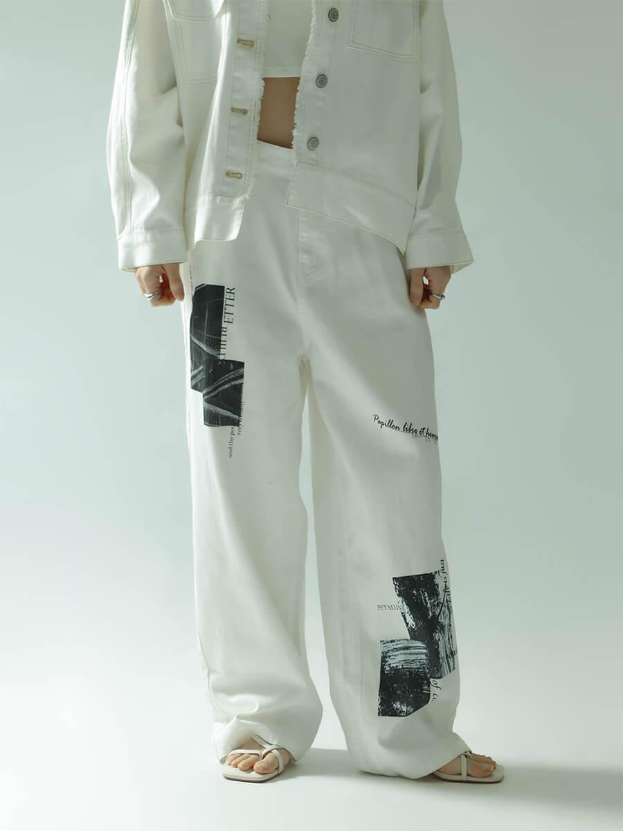 GRAPHIC STRAIGHT DENIM PANTS