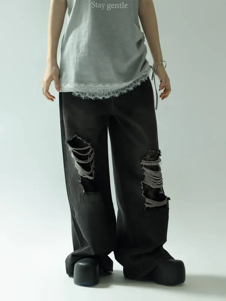 LACE DOCKING DAMAGE DENIM PANTS - :ETHR OF - :ETHR OF|YAMADAYA STORE LACE DOCKING DAMAGE DENIM PANTS - :ETHR OF - :ETHR OF|YAMADAYA STORE