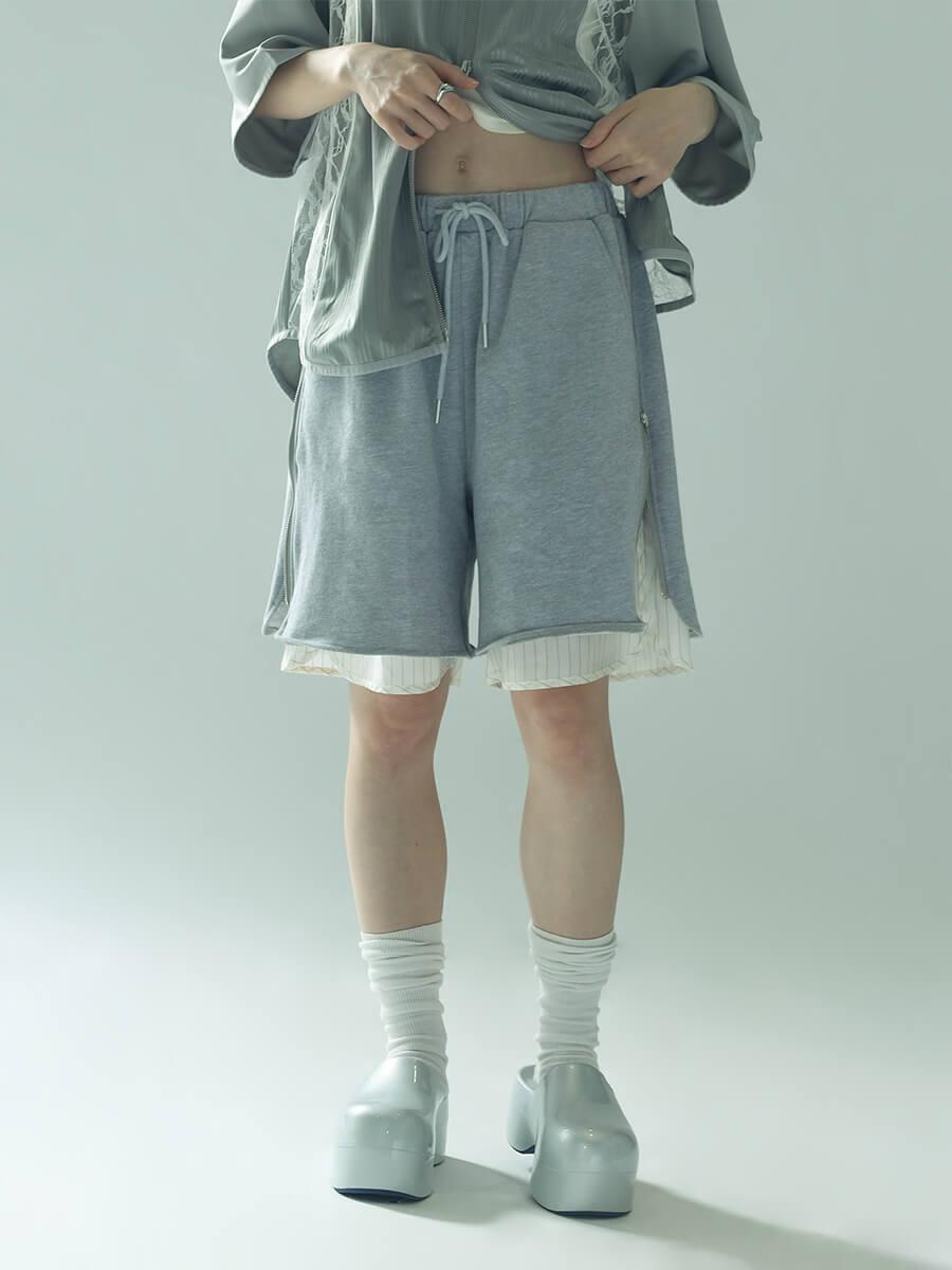 LAYERED FRENCH TERRY HALF PANTS