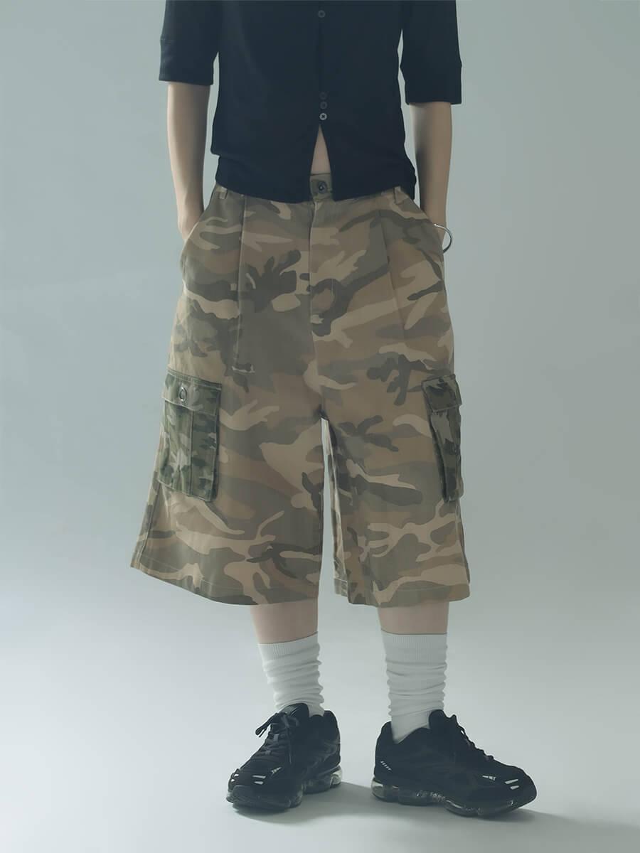 CAMOUFLAGE CARGO HALF PANTS