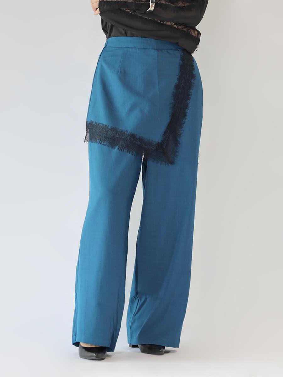 LACE LAYERED WRAP WIDE PANTS