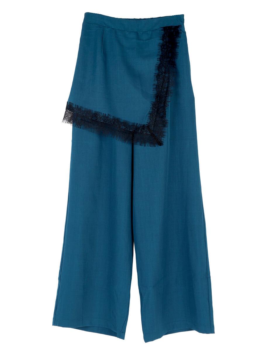 LACE LAYERED WRAP WIDE PANTS