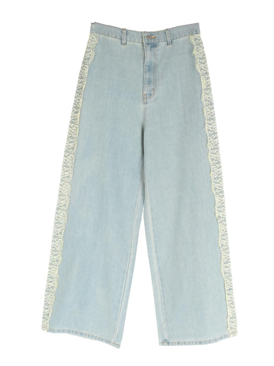 LACE LINE WIDE STRAIGHT DENIM