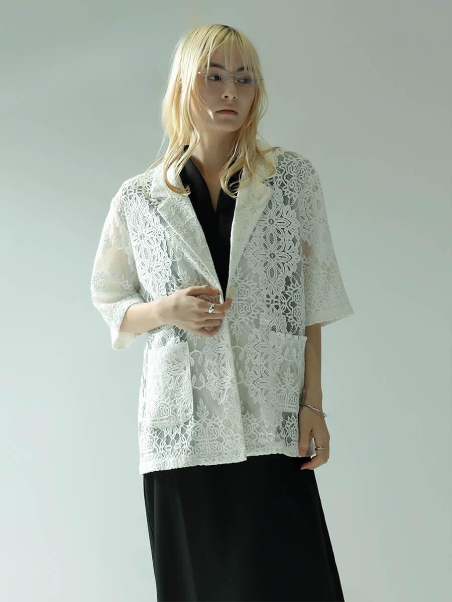 CORD EMBROIDERED LACE SHEER JACKET