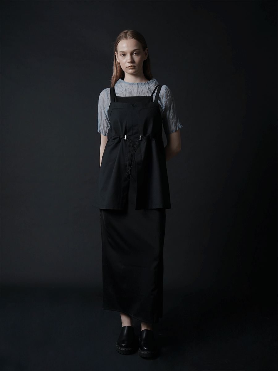 DRAWSTRING CAMISOLE SET DRESS(2PCS) YAMADAYA STORE DRAWSTRING CAMISOLE SET DRESS(2PCS) YAMADAYA STORE