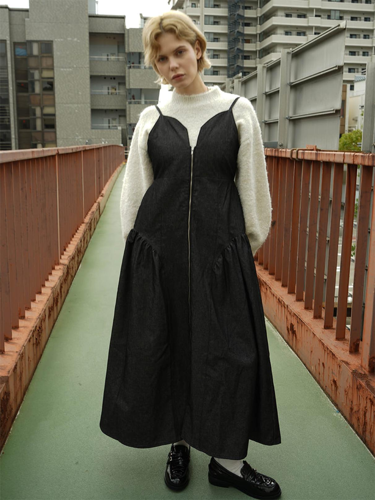anデニムフレアドレス FRONT ZIP DENIM FLARE DRESS - :ETHR OF - :ETHR OF｜YAMADAYA STORE