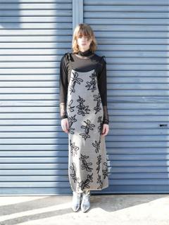 SHOULDER RIBBON FLOWER JACQUARD KNIT ONEPIECE - :ETHR OF - :ETHR