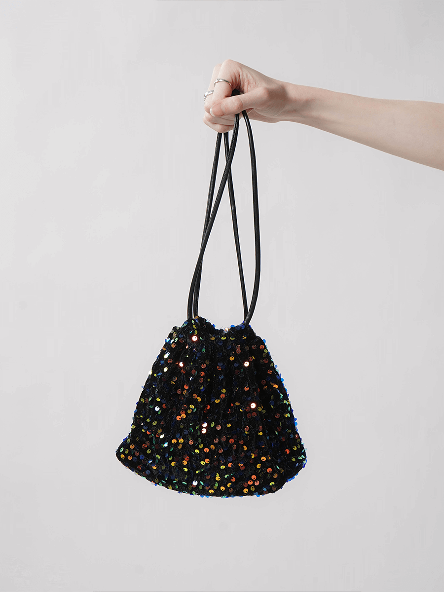 SEQUINS VELOR DRAWSTRING BAG YAMADAYA STORE SEQUINS VELOR DRAWSTRING BAG YAMADAYA STORE