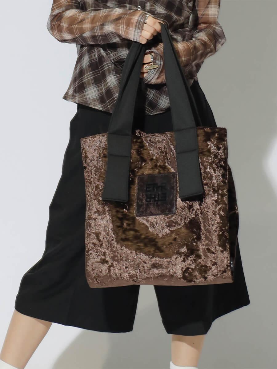 PVC LOGO VELOUR TOTE BAG
