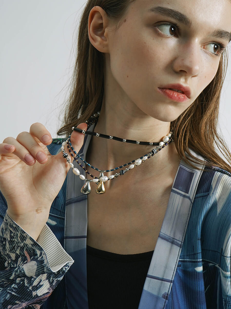 BLACK ONYX BEADS NECKLACE