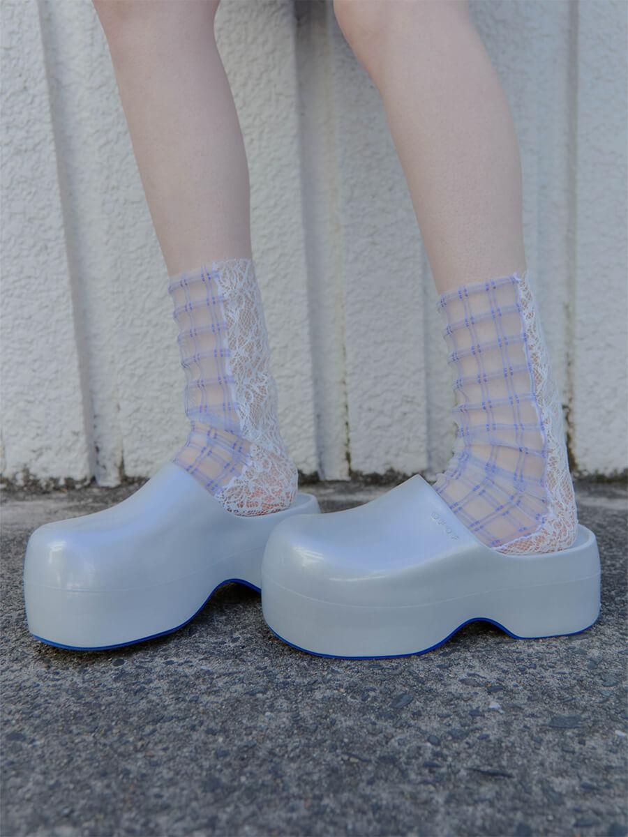 LACE×CHECK TULLE SOCKS