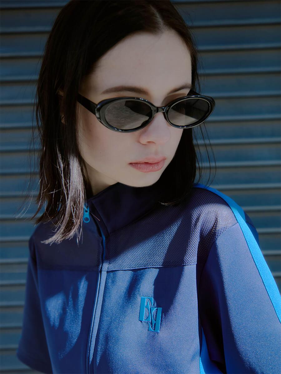 【NUEF別注】SLIM OVAL FRAME SUNGLASSES/GRASS CHAIN SET
