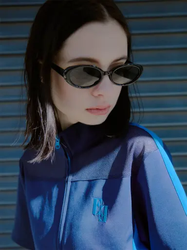 NUEF別注】SLIM OVAL FRAME SUNGLASSES/GRASS CHAIN SET - NUEF×:ETHR