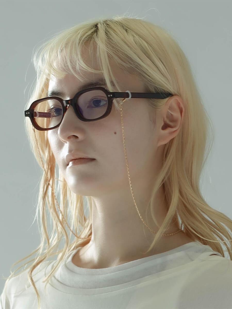 【NUEF別注】ROUND OVAL SQUARE FRAME EYEWEAR/GRASS CHAIN SET