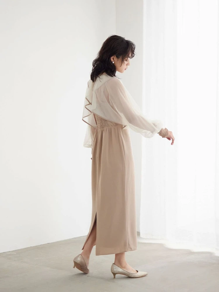 フリルボレロレイヤードワンピース（cocoa,sand beige