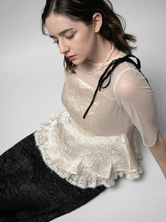 ブラック×オフホワイト 162cm