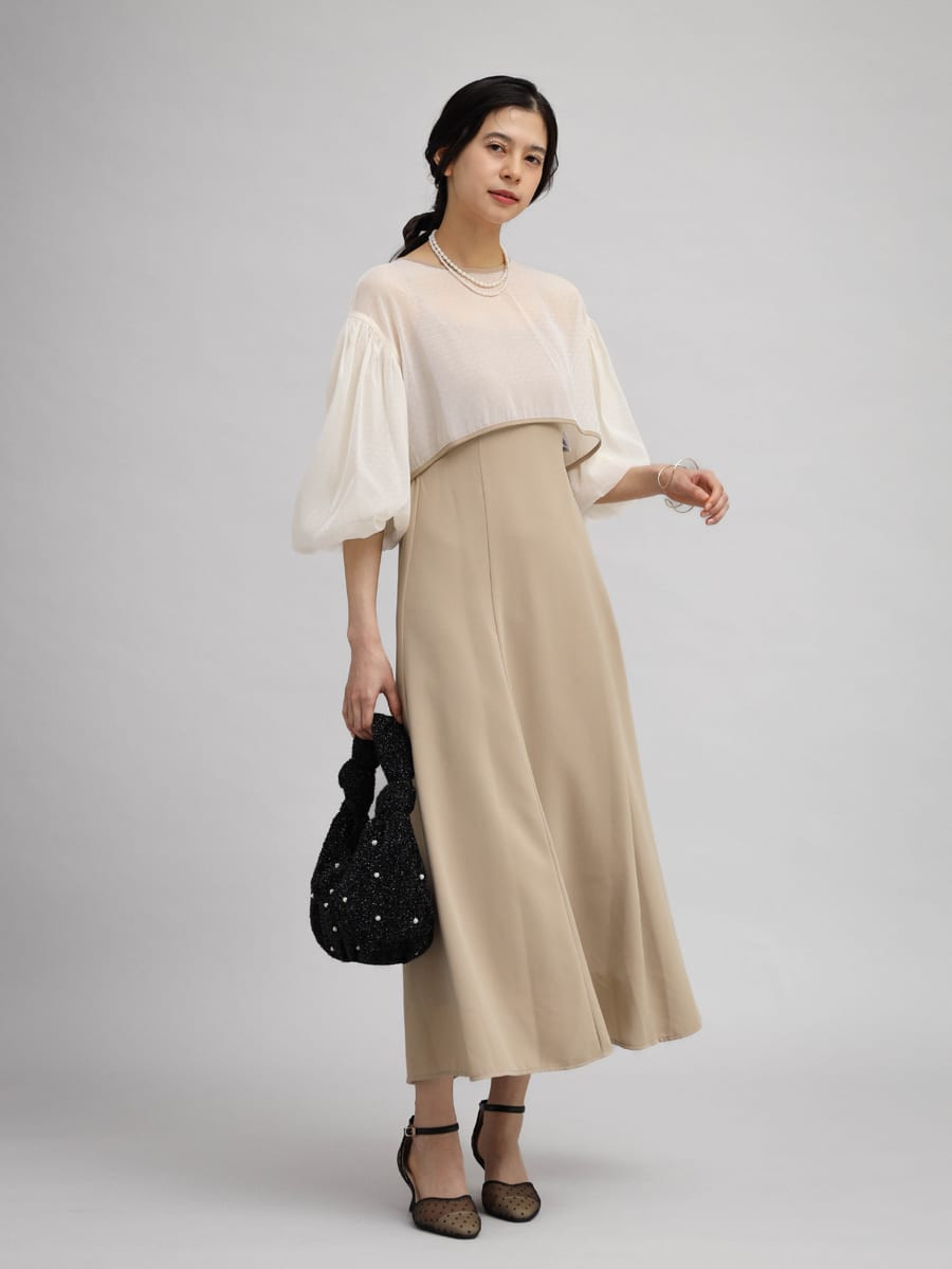 シフォンボレロレイヤードワンピース