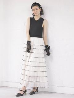 新品タグ付き　Arob ワンピース/ドレス　ヤマダヤ レース七分袖×ダマスク柄ワンピースドレス結婚式ワンピース