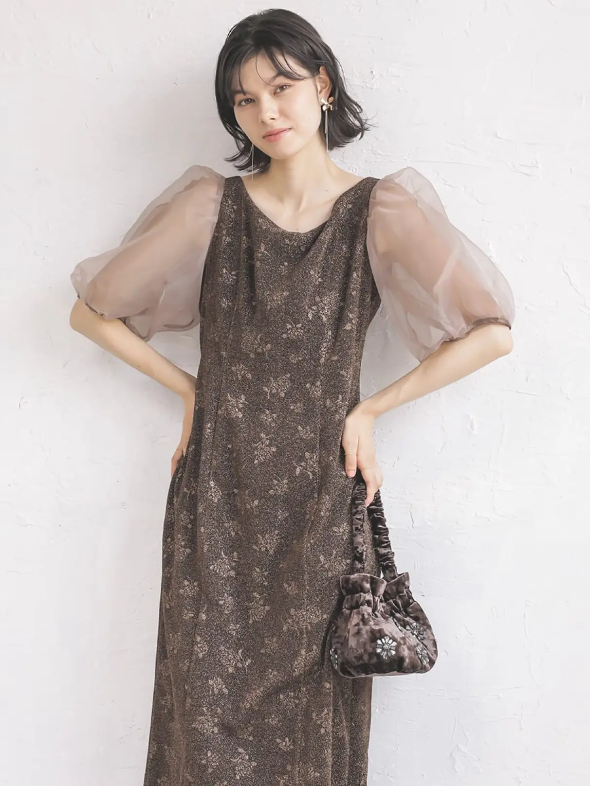 【Sylhet 】petirobe ボリュームショルダー ワンピース ボリュームショルダーバイカラードレス - petirobe - petirobe