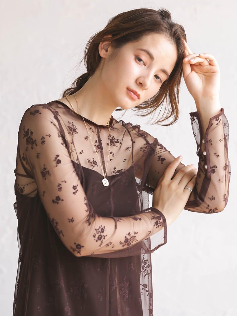 【極美品】Kaene 総レースワンピース ドレス　ロング　長袖　裾ティアード　緑 Amazon.co.jp: [MATSUMIZUYU] ワンピース レディース レース
