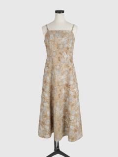 花柄ジャガード×ラメチュールレイヤードワンピース - petirobe