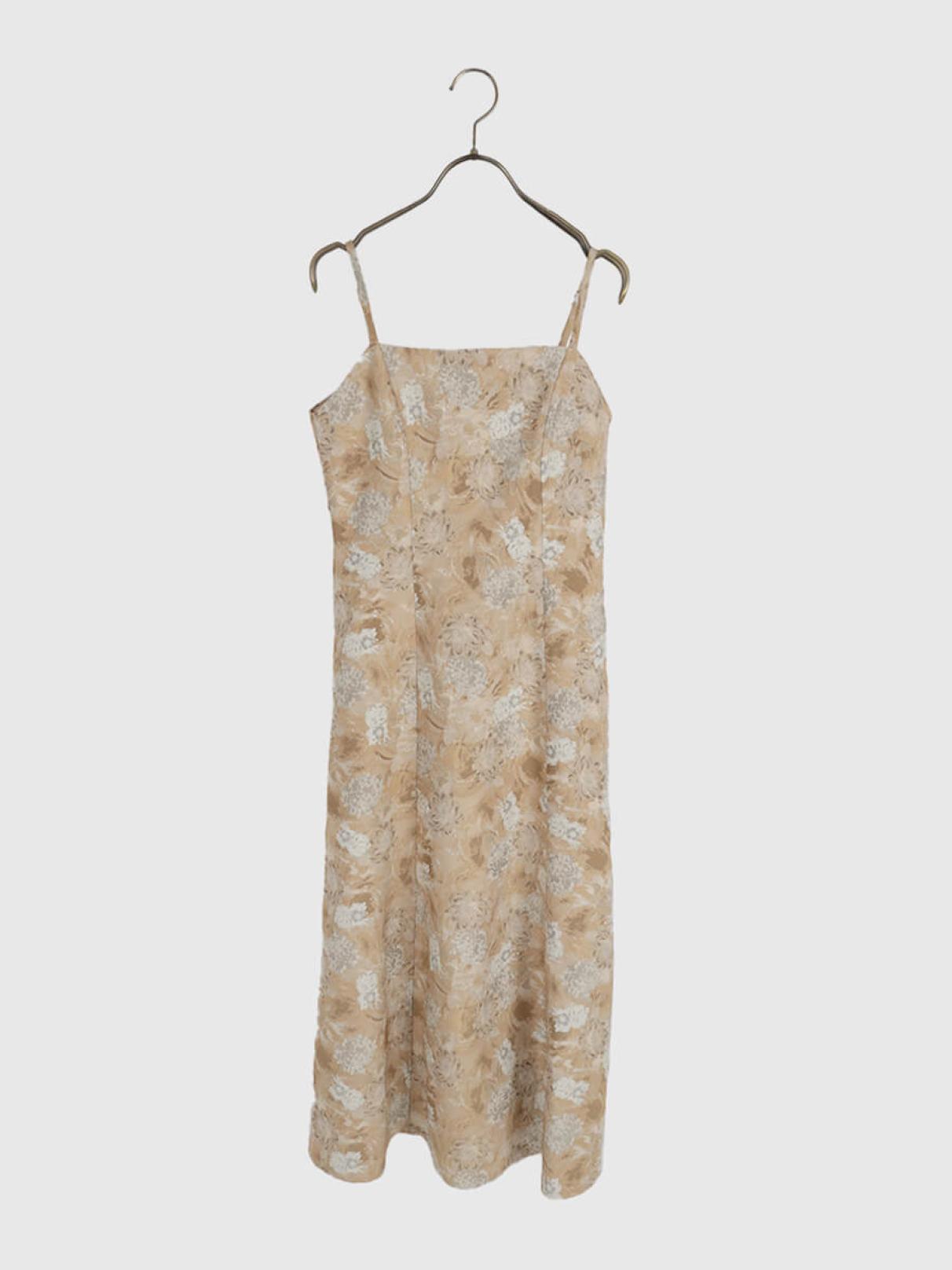 花柄ジャガード×ラメチュールレイヤードワンピース - petirobe