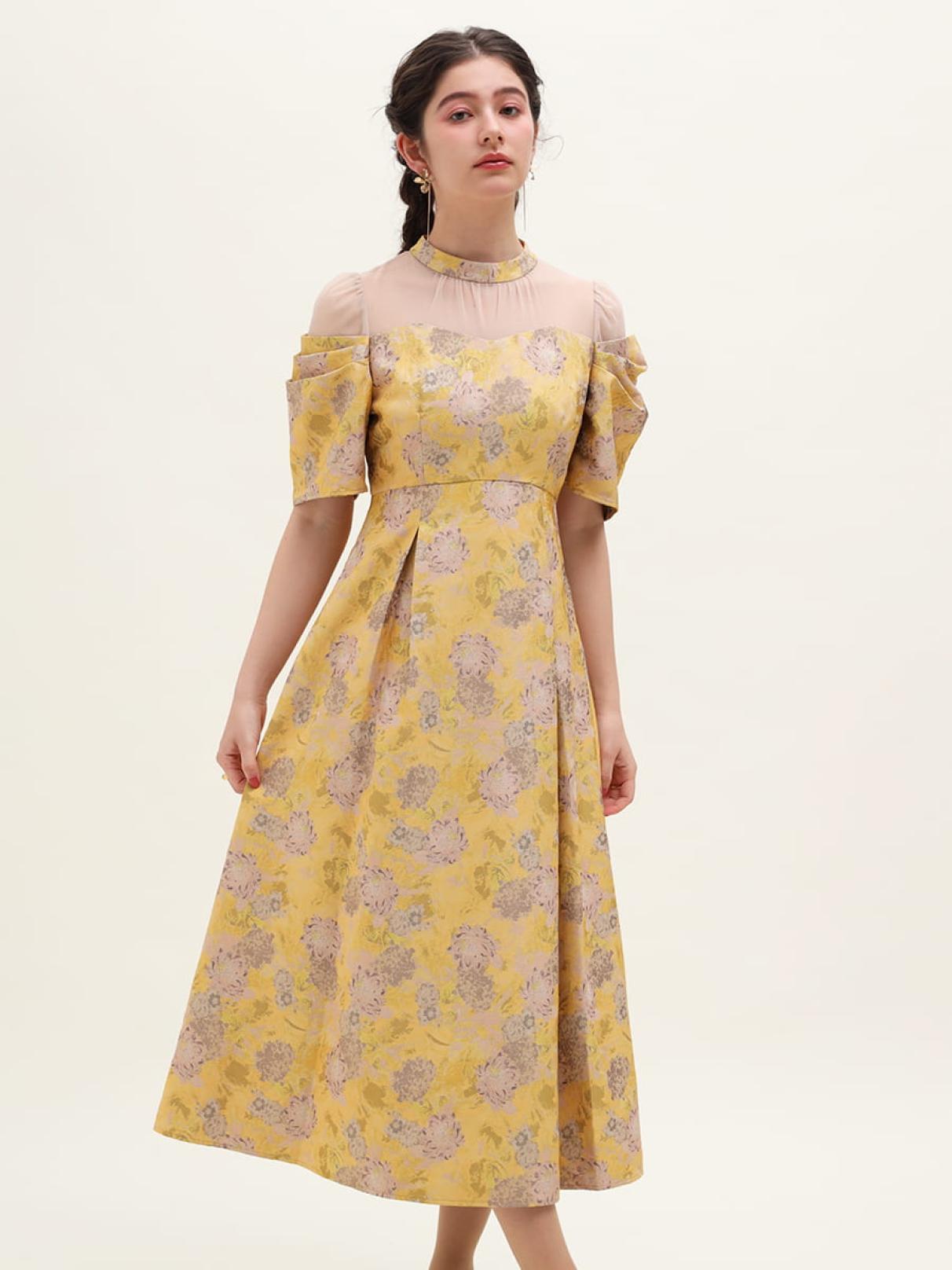 フラワージャガードフレアドレス - petirobe - petirobe｜YAMADAYA STORE