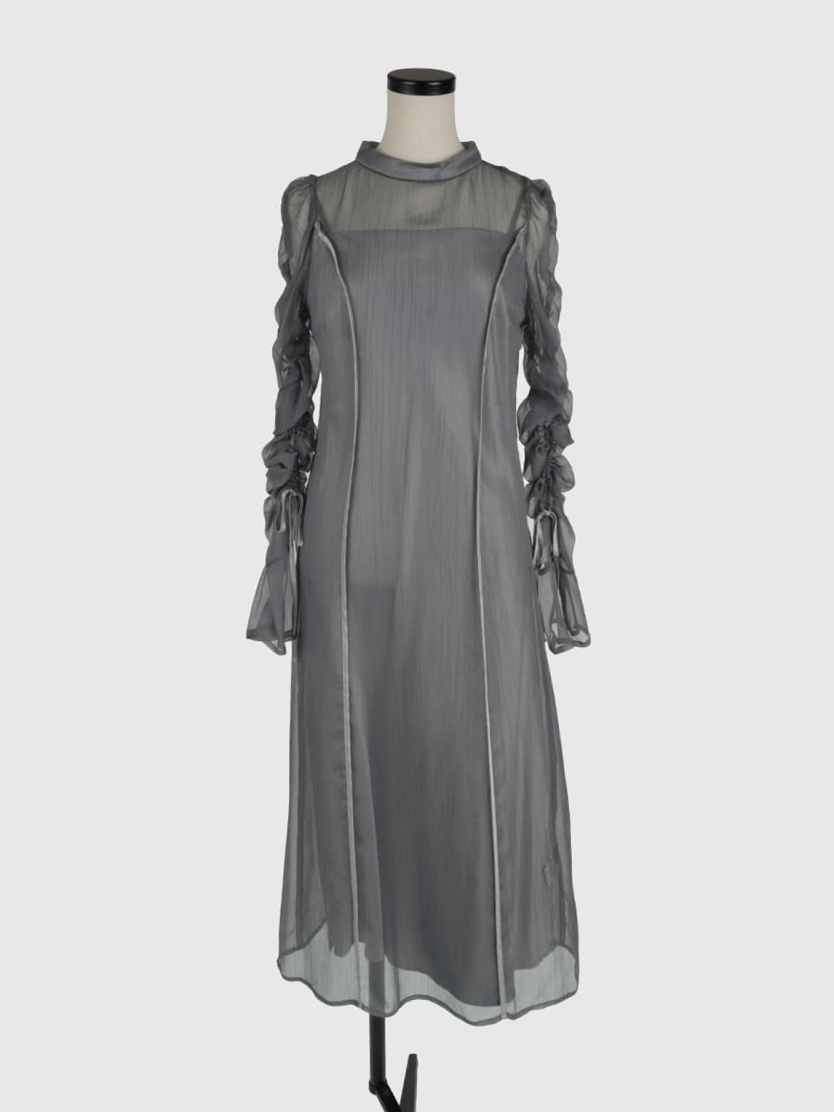 ギャザーシアースリーブロングワンピース - petirobe - petirobe