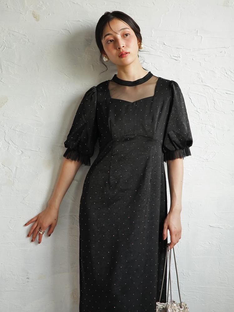 ビジュードットパフスリーブドレス - petirobe - petirobe｜YAMADAYA STORE