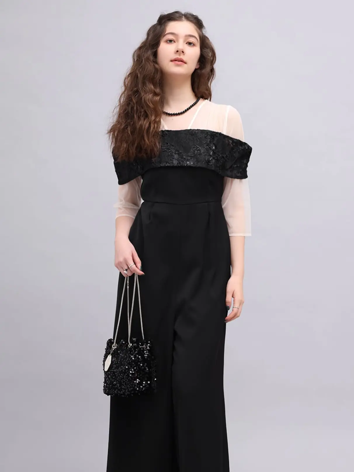 チュールオフショルダーパンツドレス - petirobe - petirobe｜YAMADAYA