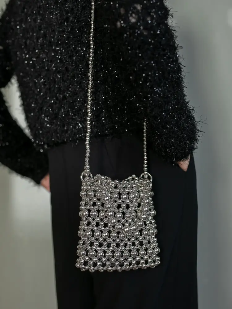 メタルビーズのミニバッグ メタルビーズのミニバッグ メタルボールビーズミニバッグ - petirobe