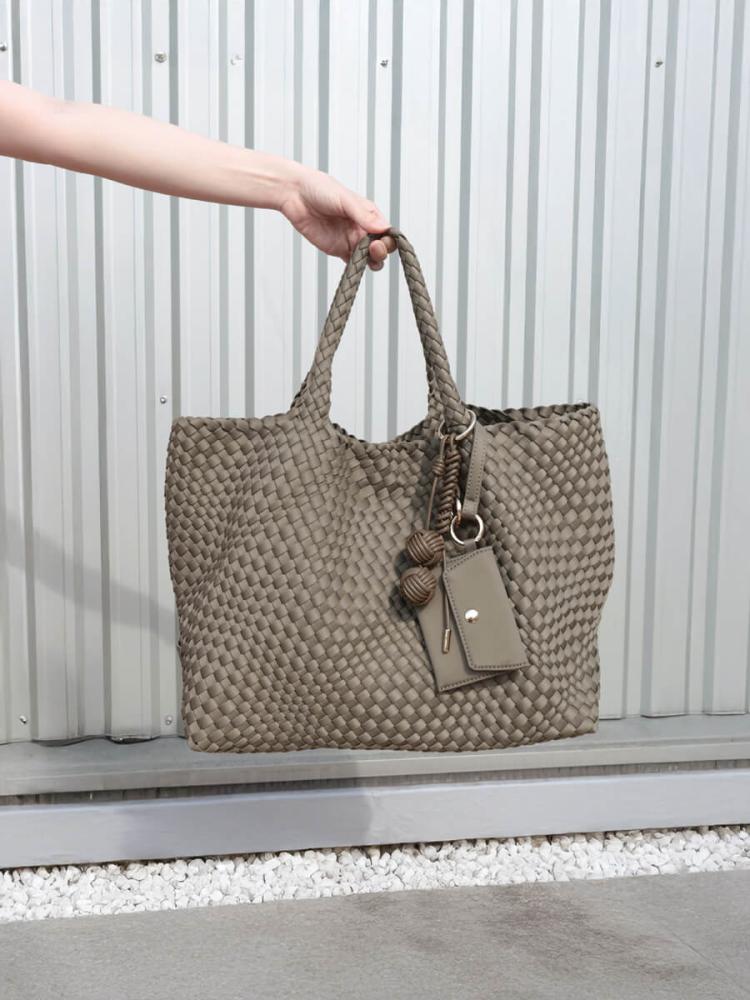 ミニポーチ付き編み込みスクエアトートバッグ - Grandtable - FENNEL